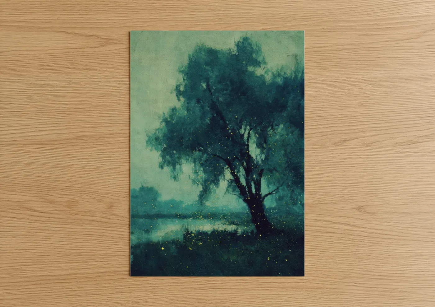 Ethereal Willow Tree Mystical Night Wall Art