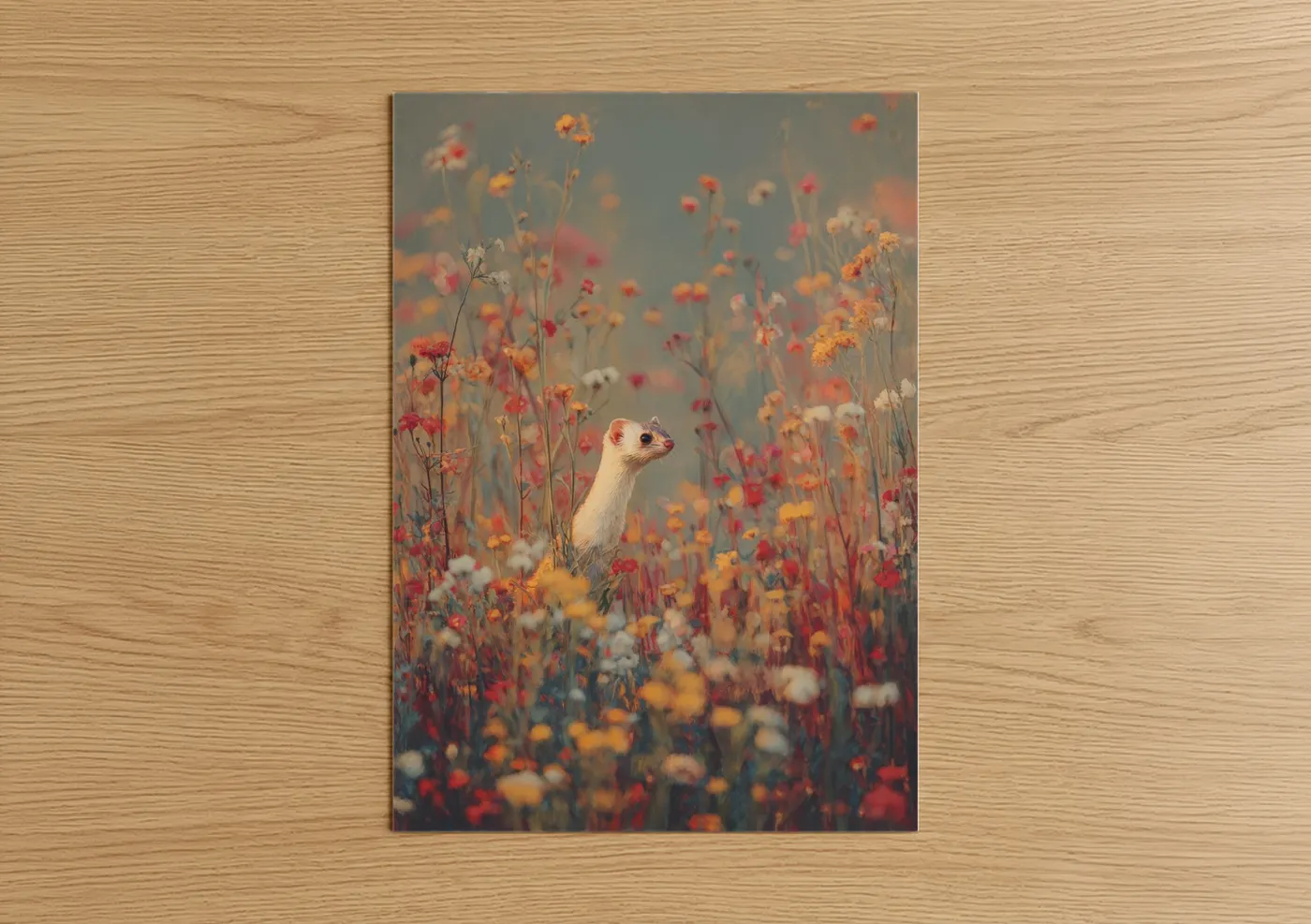White Weasel Wildflower Field Wall Art