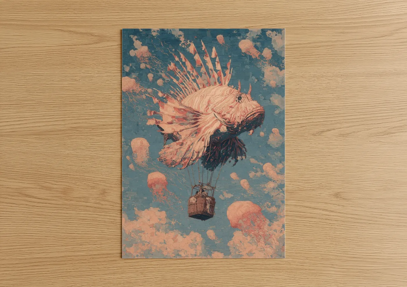Steampunk Lionfish Hot Air Balloon Wall Art