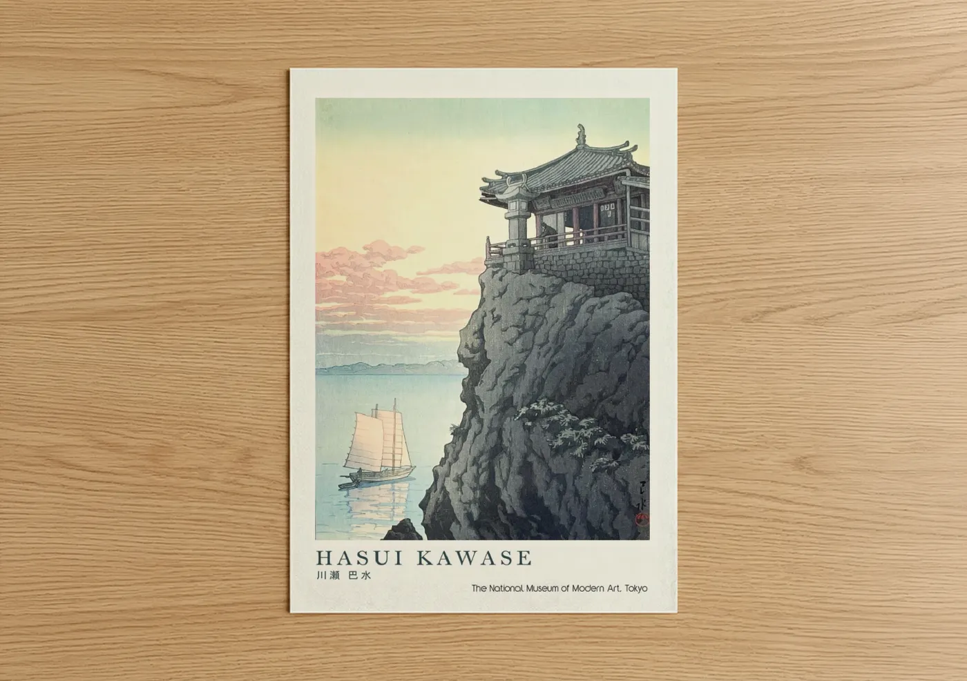 Asian Temple on Cliff Overlooking Water Wall Art