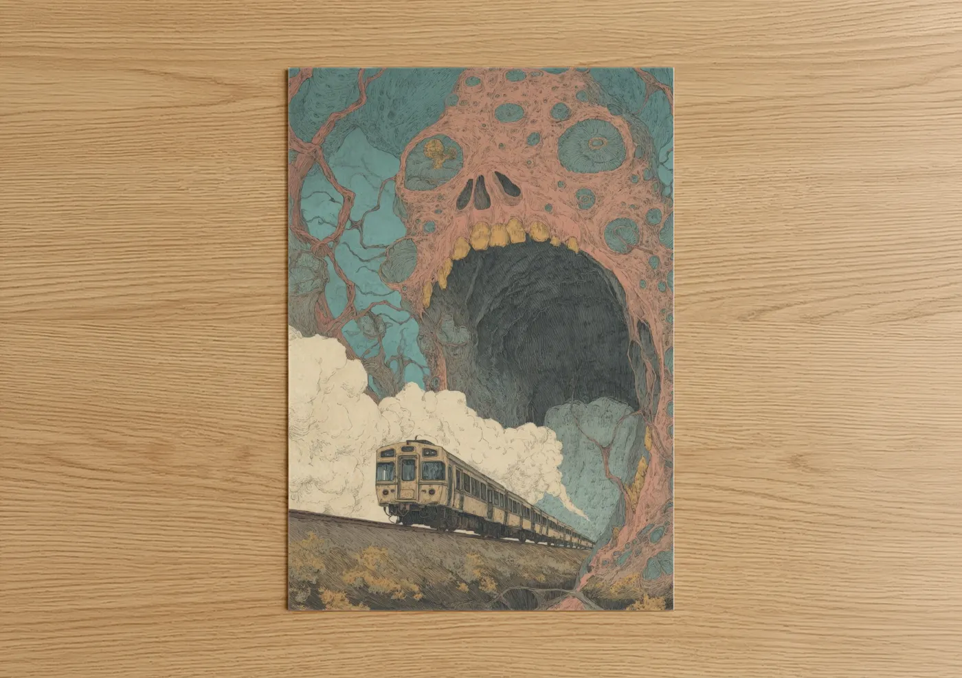 Skull Mountain Train Vintage Wall Art