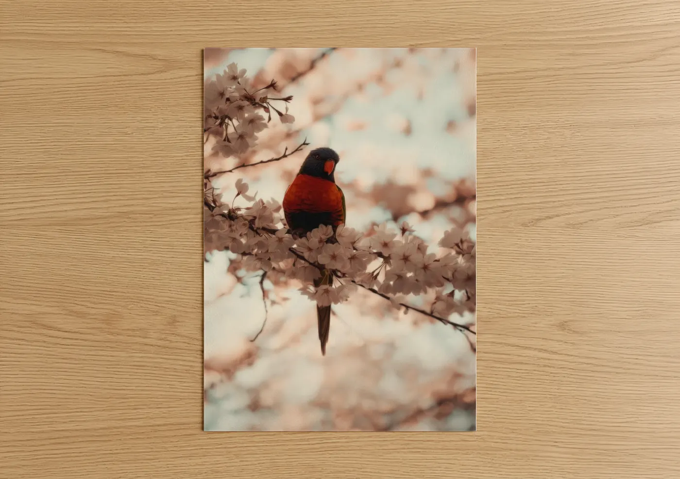 Rainbow Lorikeet Cherry Blossoms Wall Art