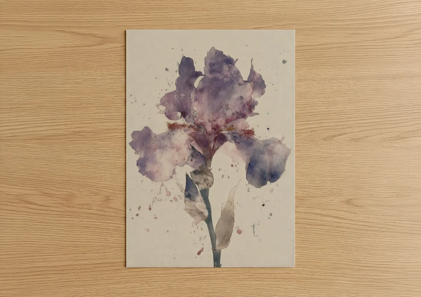 Purple Iris Watercolor Flower Wall Art