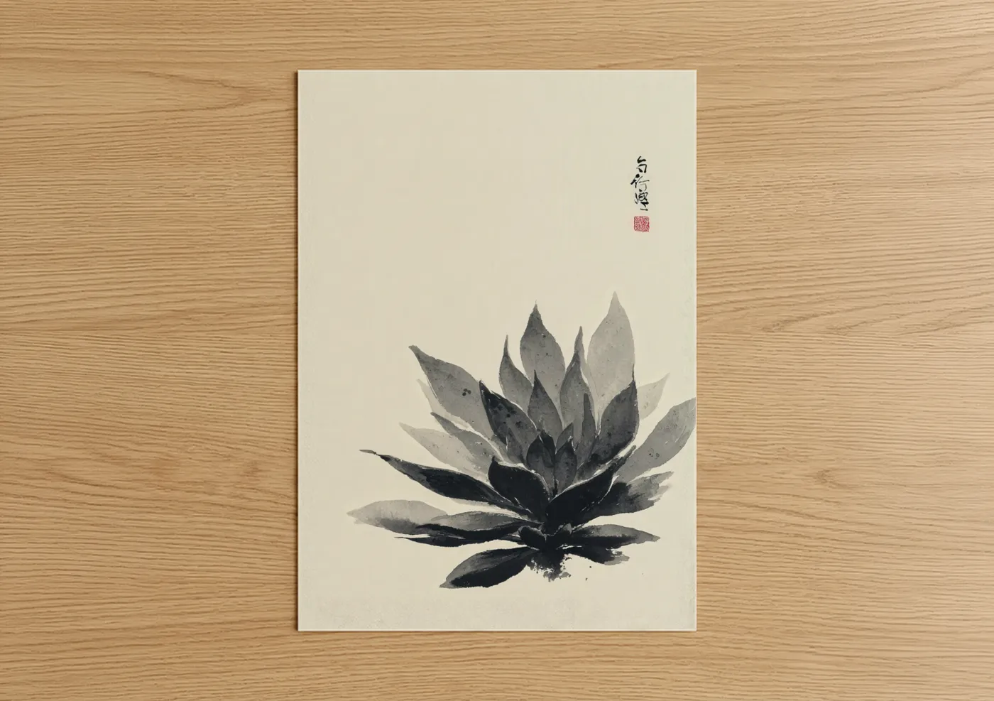 Monochrome Succulent Watercolor Wall Art