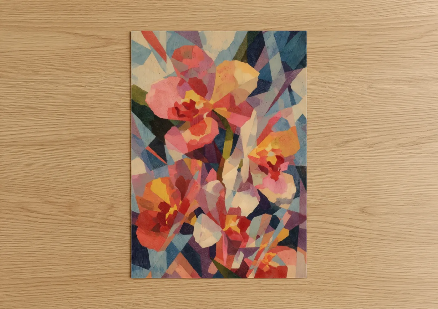 Cubist Orchid Bloom Abstract Floral Wall Art