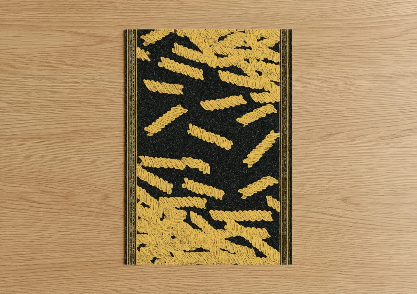 Golden Pasta Swirl Abstract Wall Art
