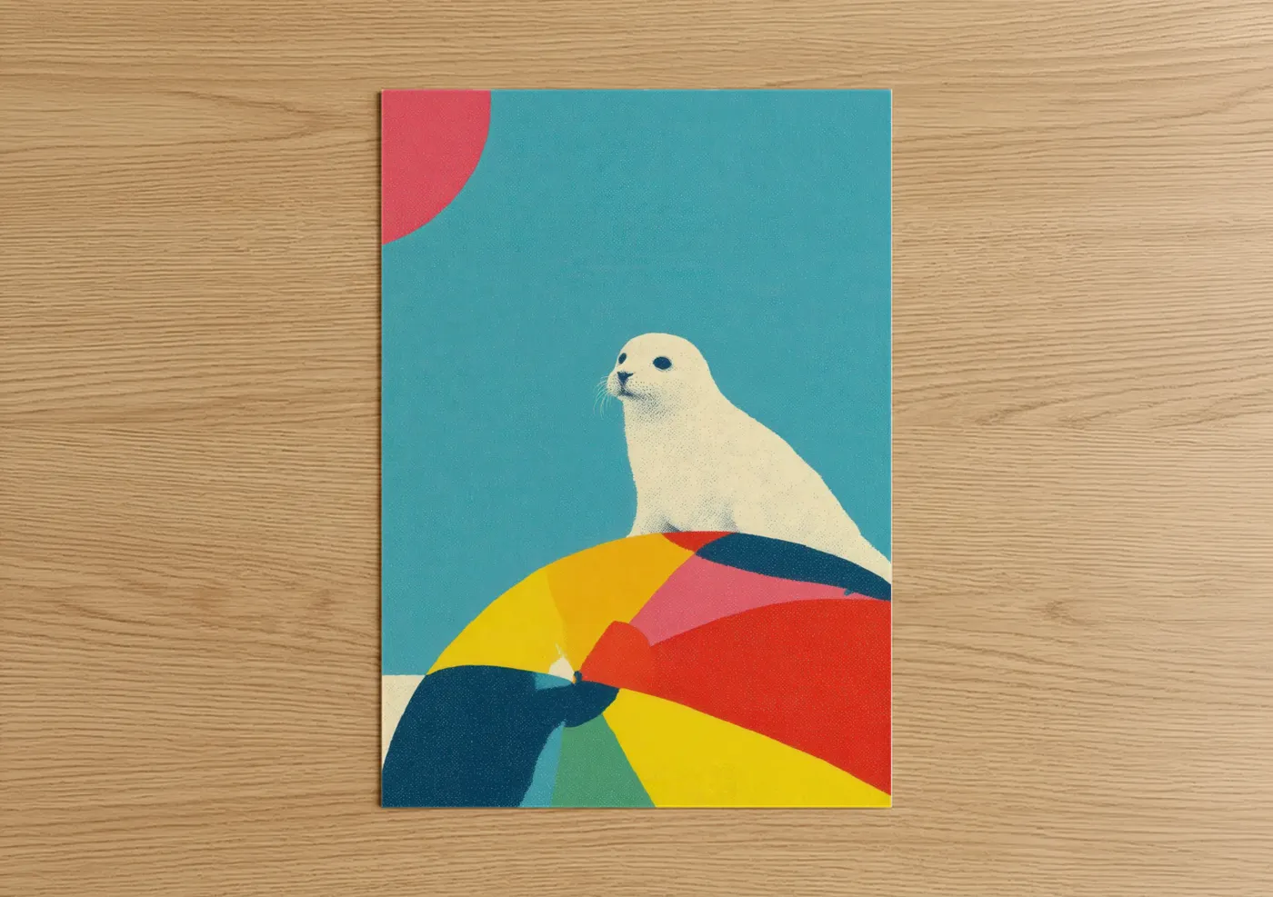 White Seal Colorful Modern Wall Art