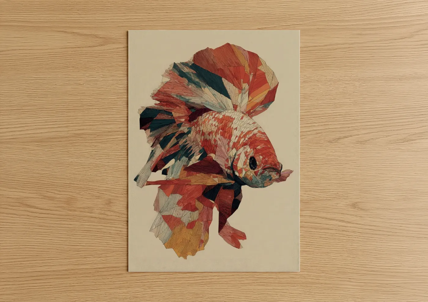 Crimson Betta Fish Modern Wall Art