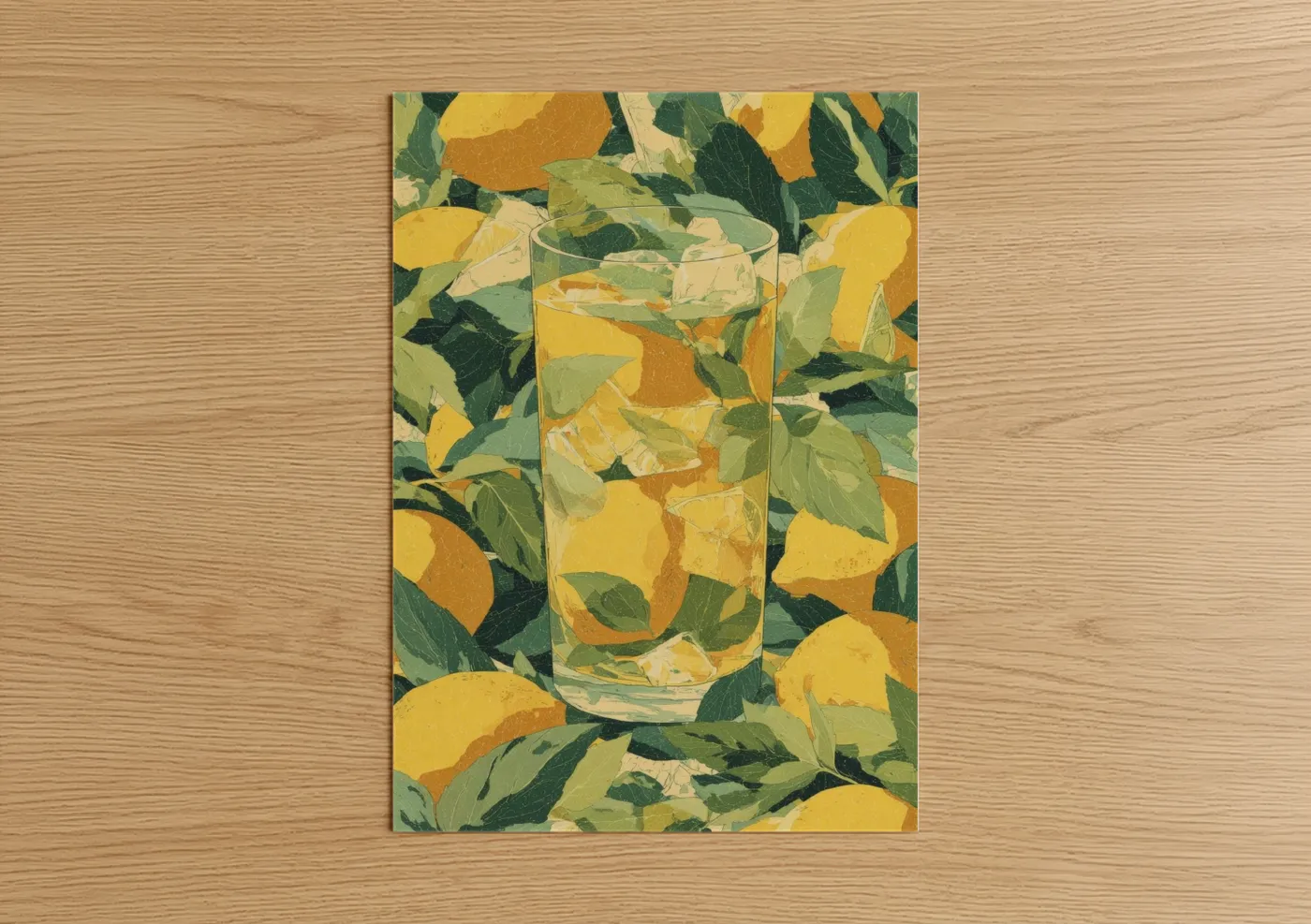 Lemon Iced Tea Summer Illustration Wall Art