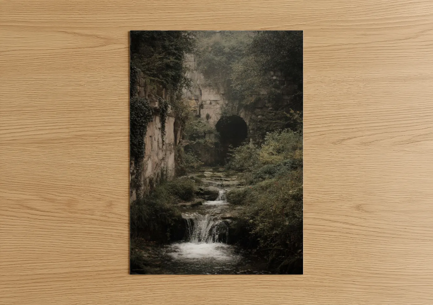 Overgrown Waterfall Ruins Nature Wall Art
