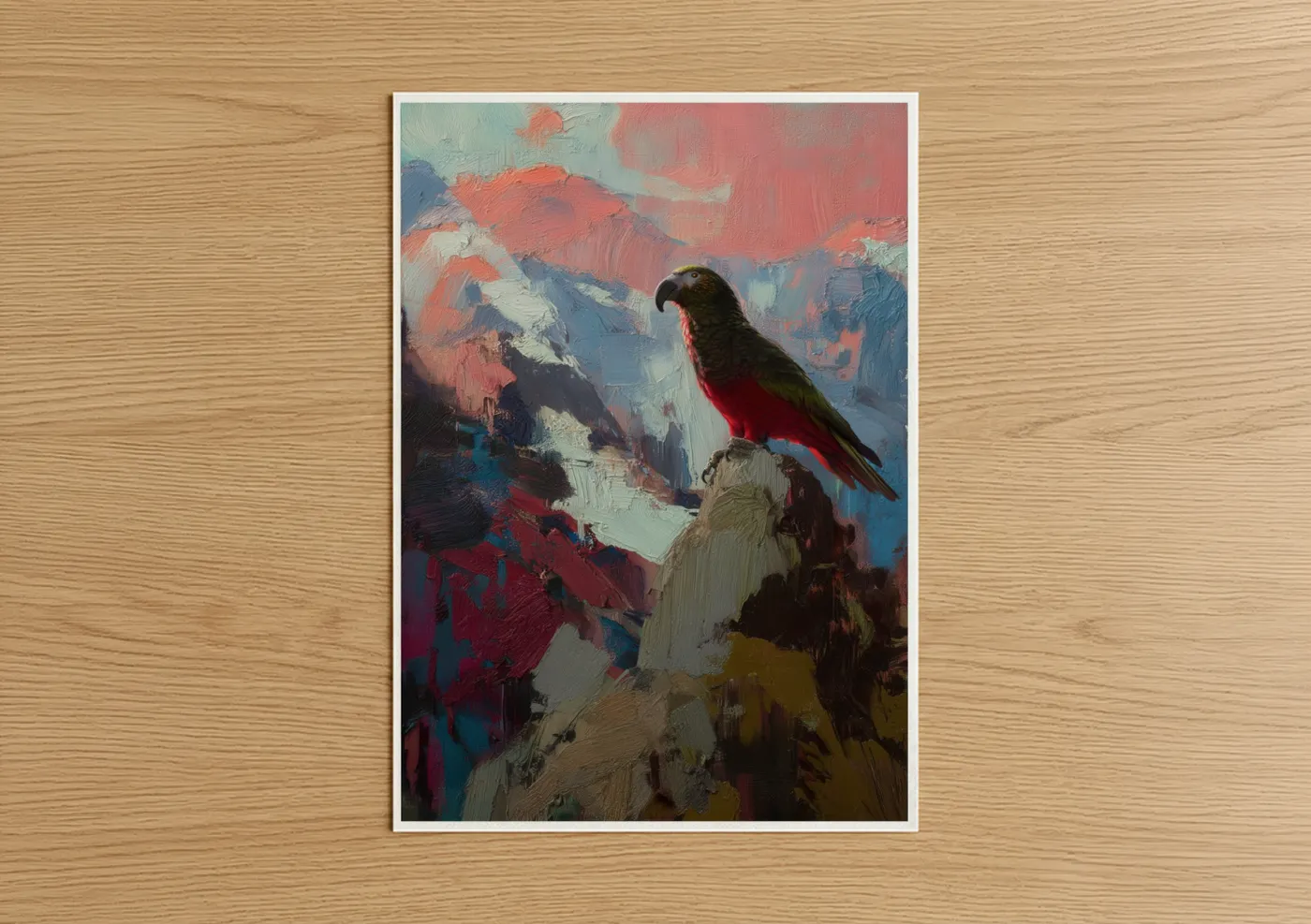 Crimson Parrot Peak Expressionist Wall Art