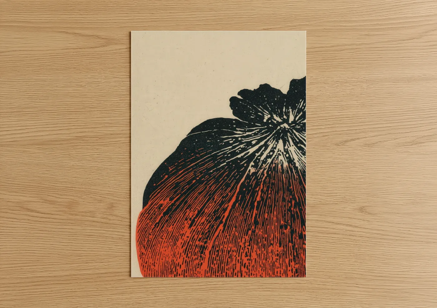 Crimson Pomegranate Botanical Line Wall Art