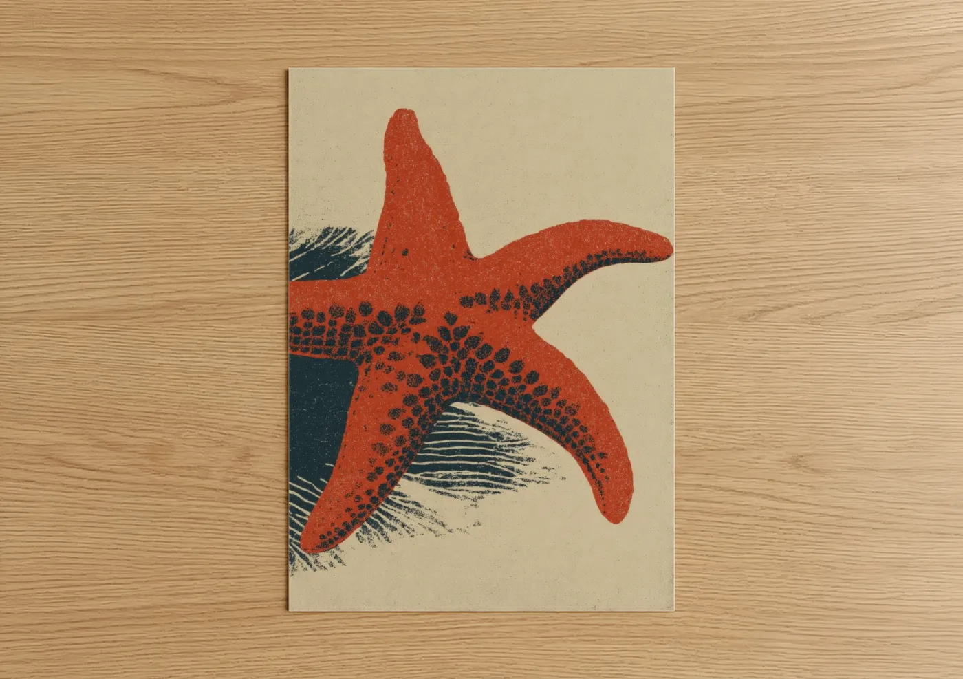 Crimson Starfish Nautical Wall Art