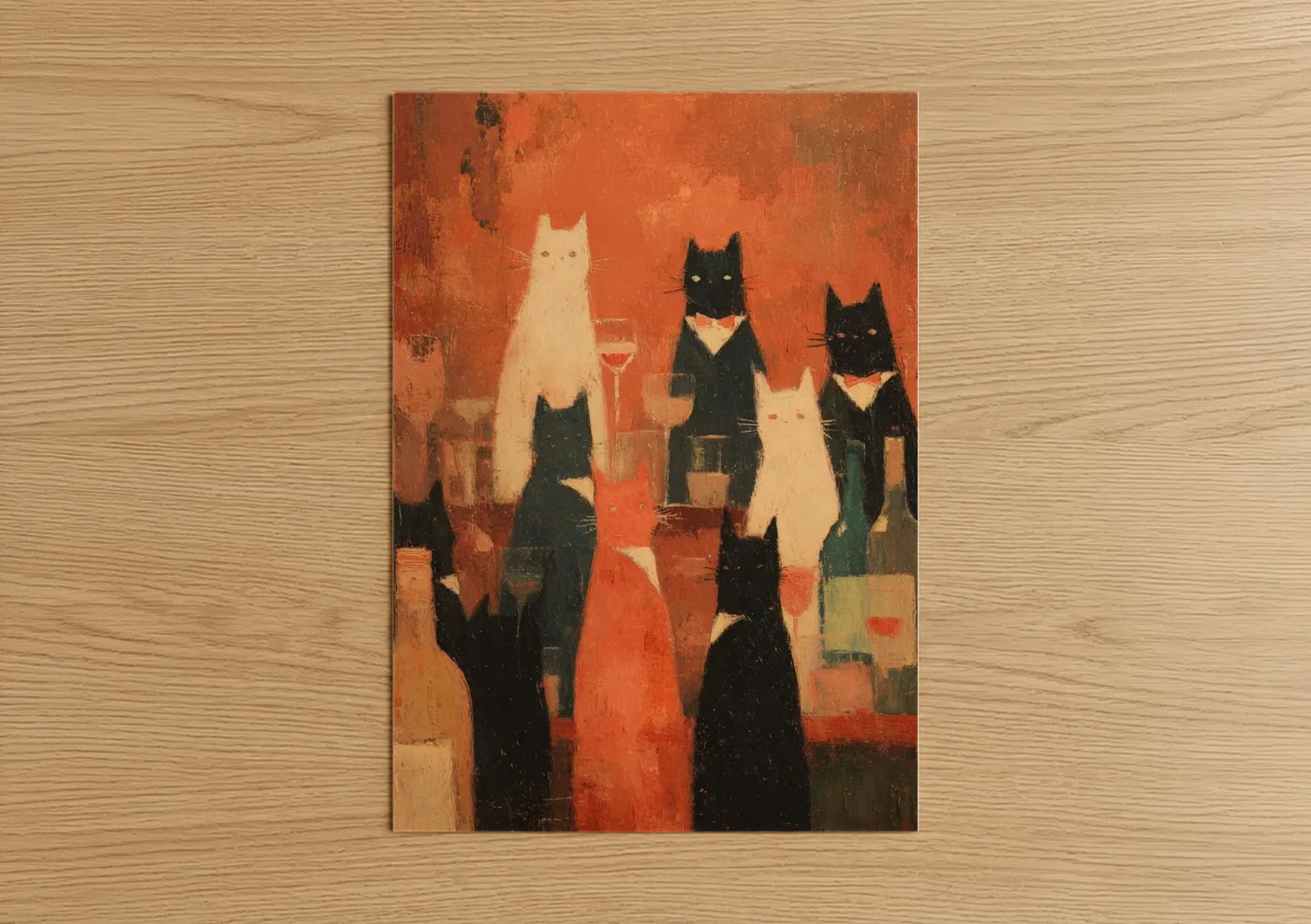 Cats Wine Party Vintage Wall Art