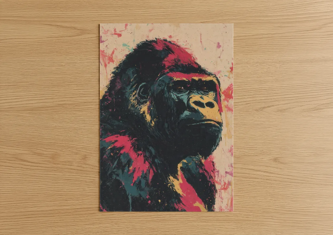 Crimson Gorilla Pop Art Portrait Wall Art
