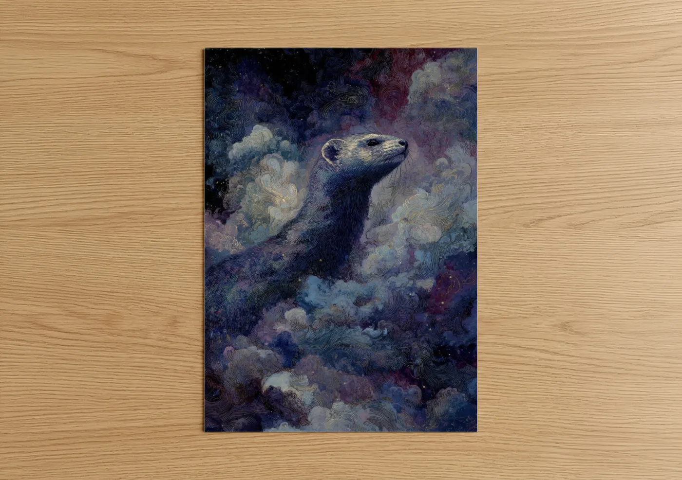 Celestial Weasel Starry Night Wall Art