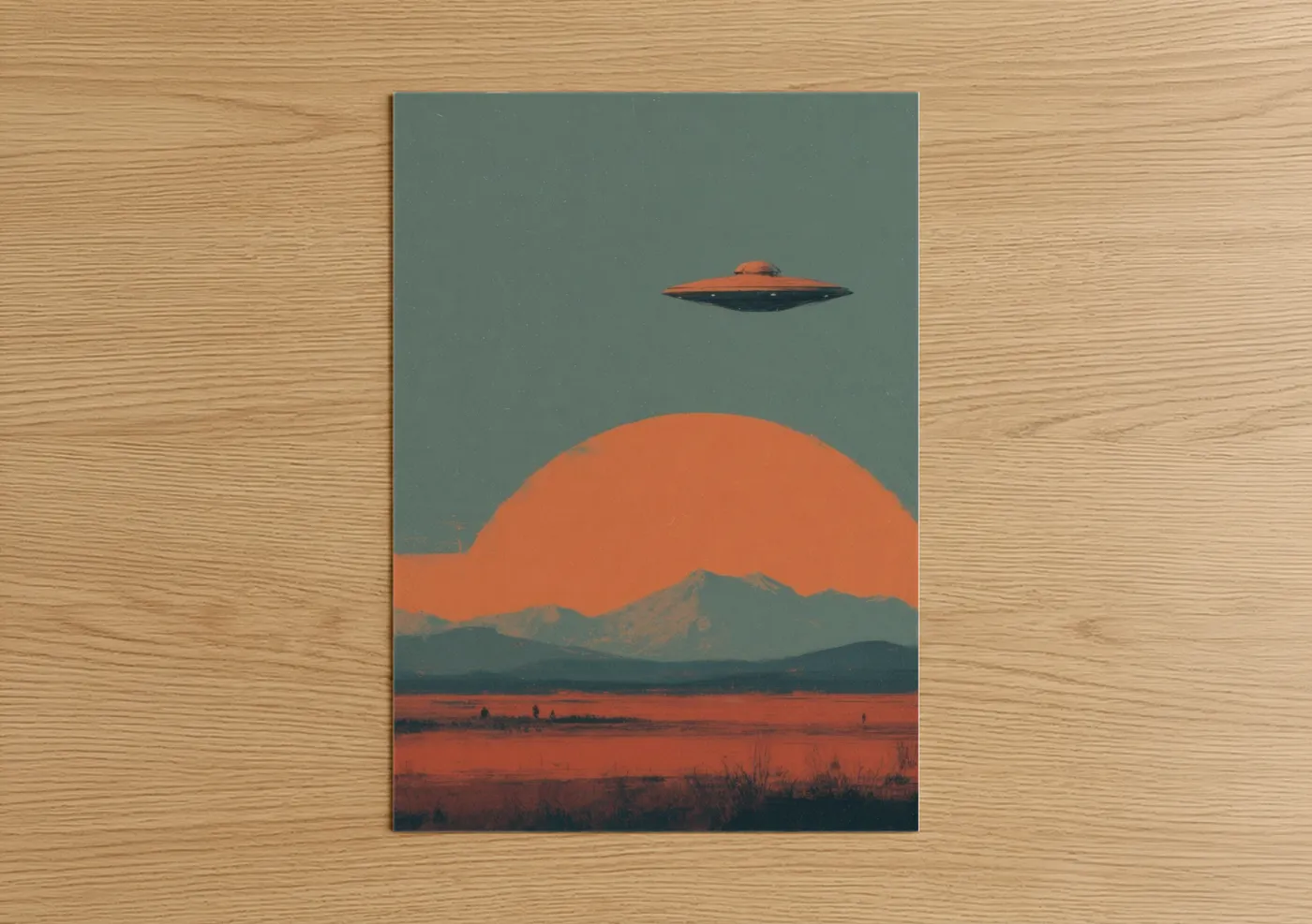 Alien Desert Landing UFO Sci-Fi Art Wall Art