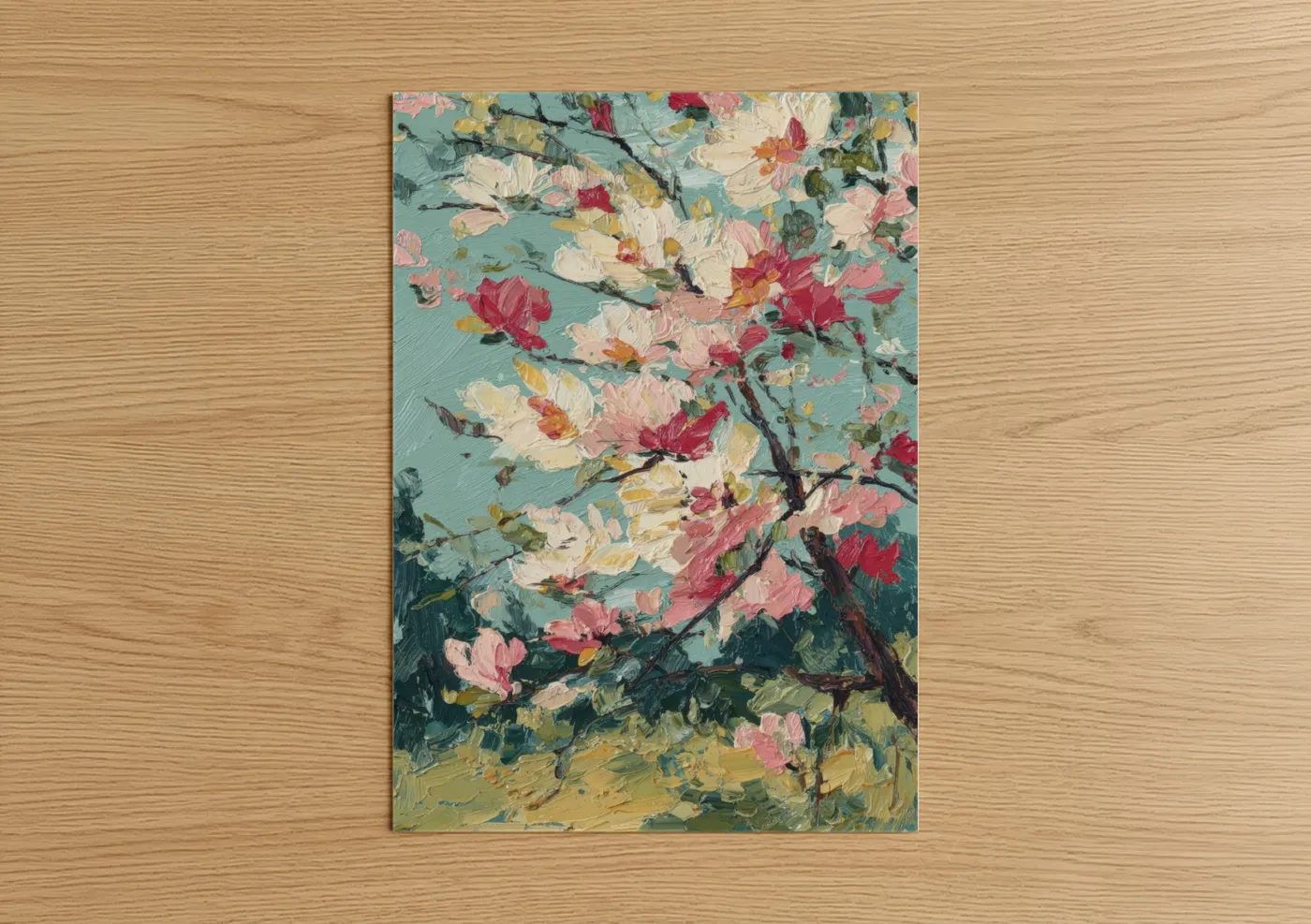 Spring Magnolia Blooms Oil Painting Wall Art