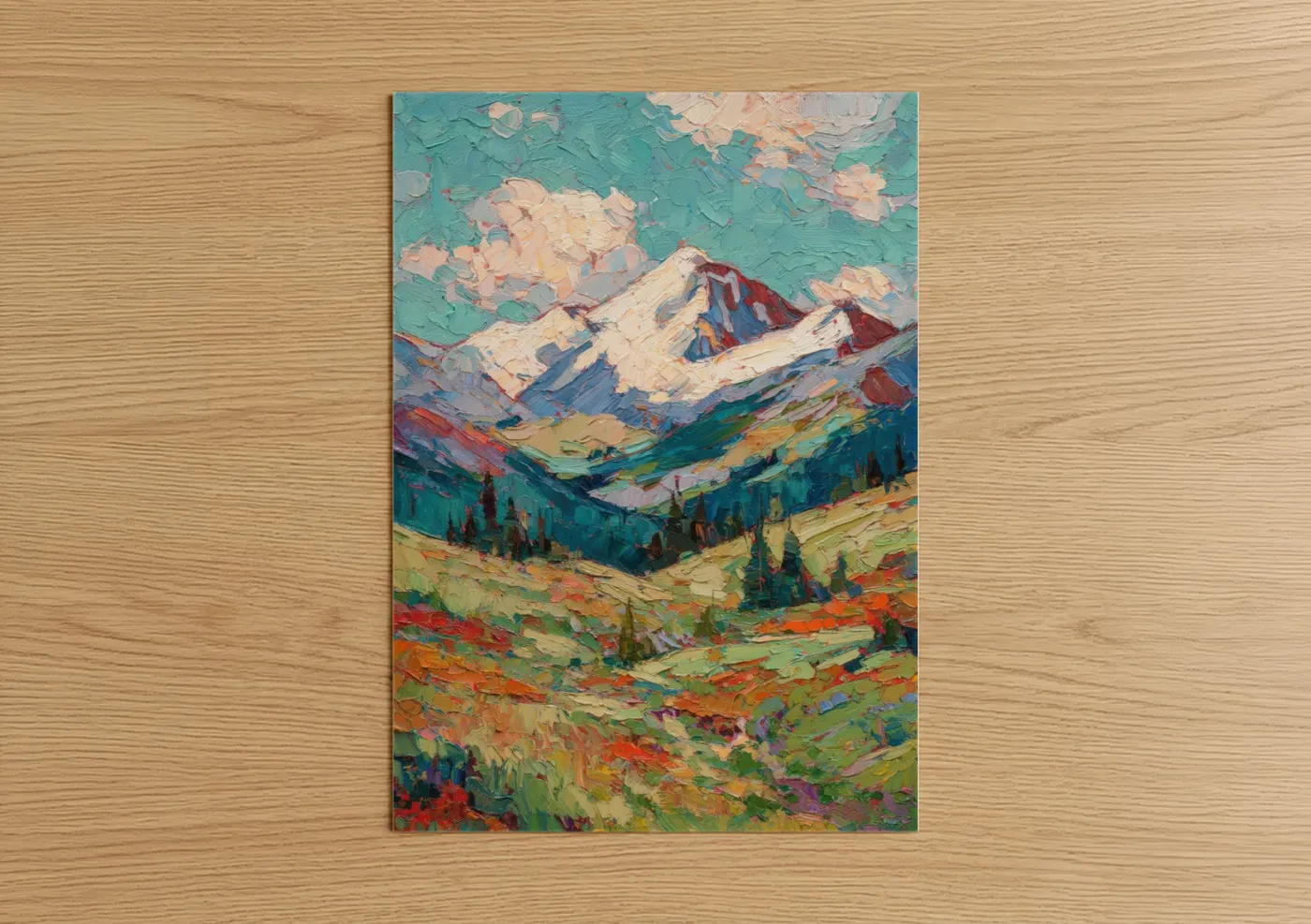 Snowy Mountain Alpine Wildflower Landscape Wall Art
