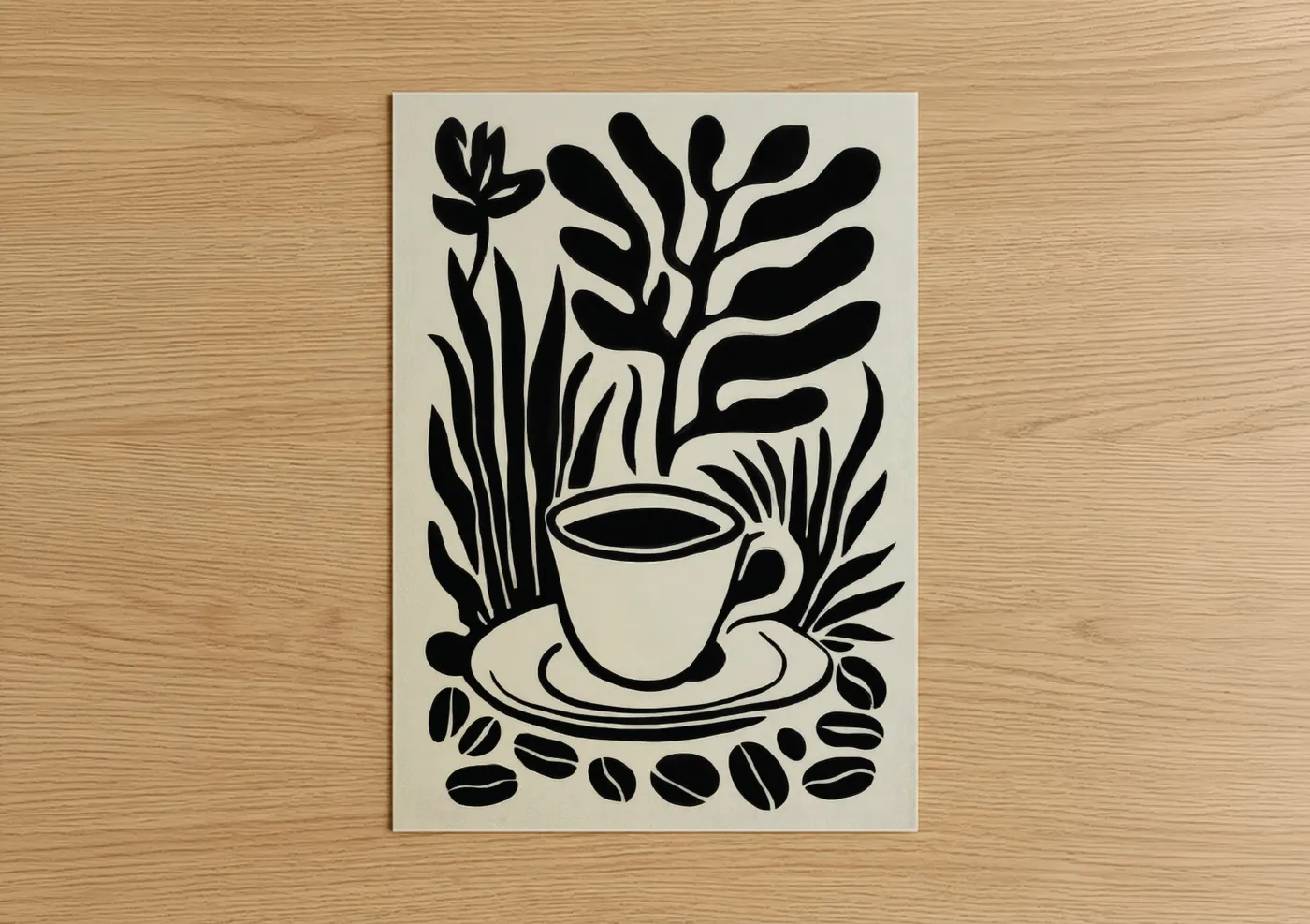 Abstract Flower Coffee Cup Botanical Wall Art