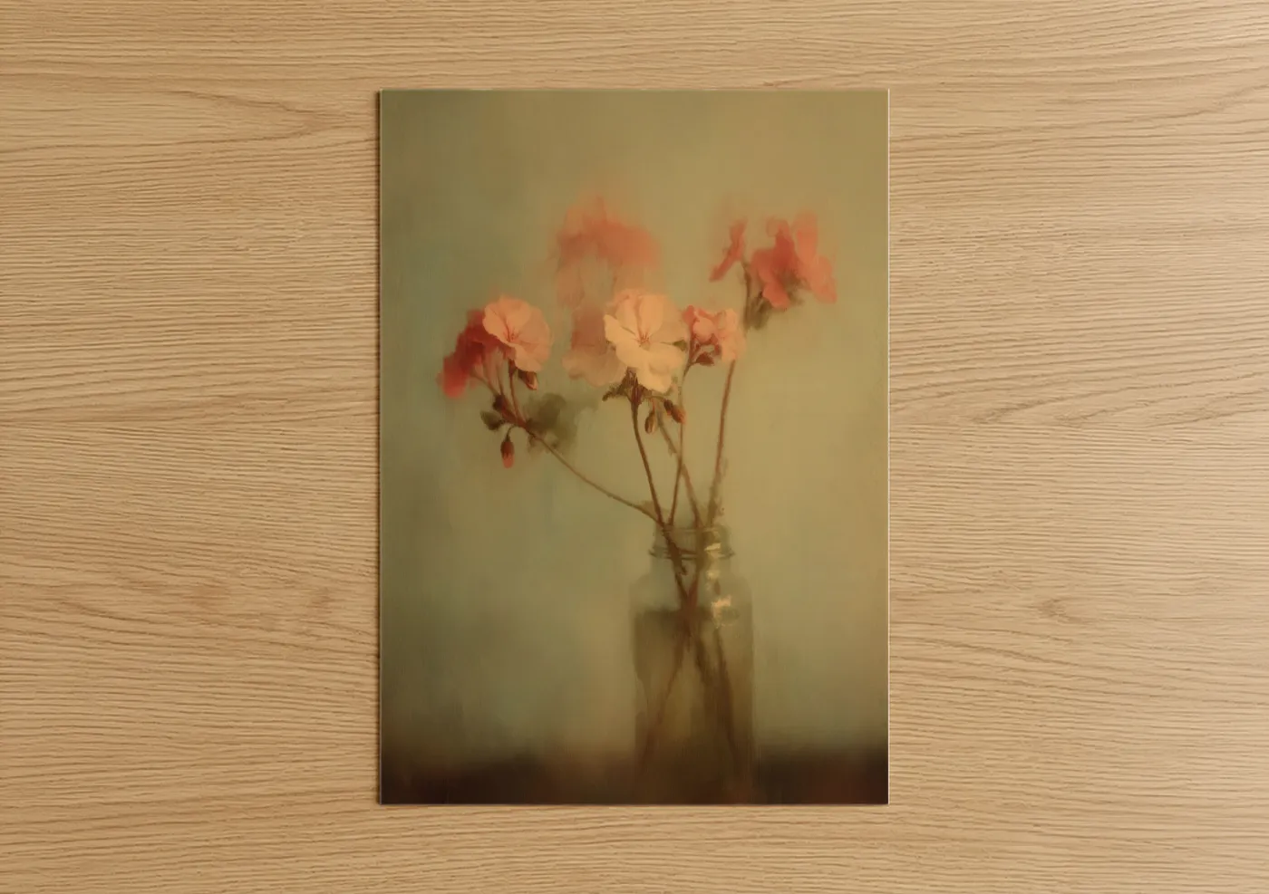 Faded Geranium Soft Floral Painting Wall Art