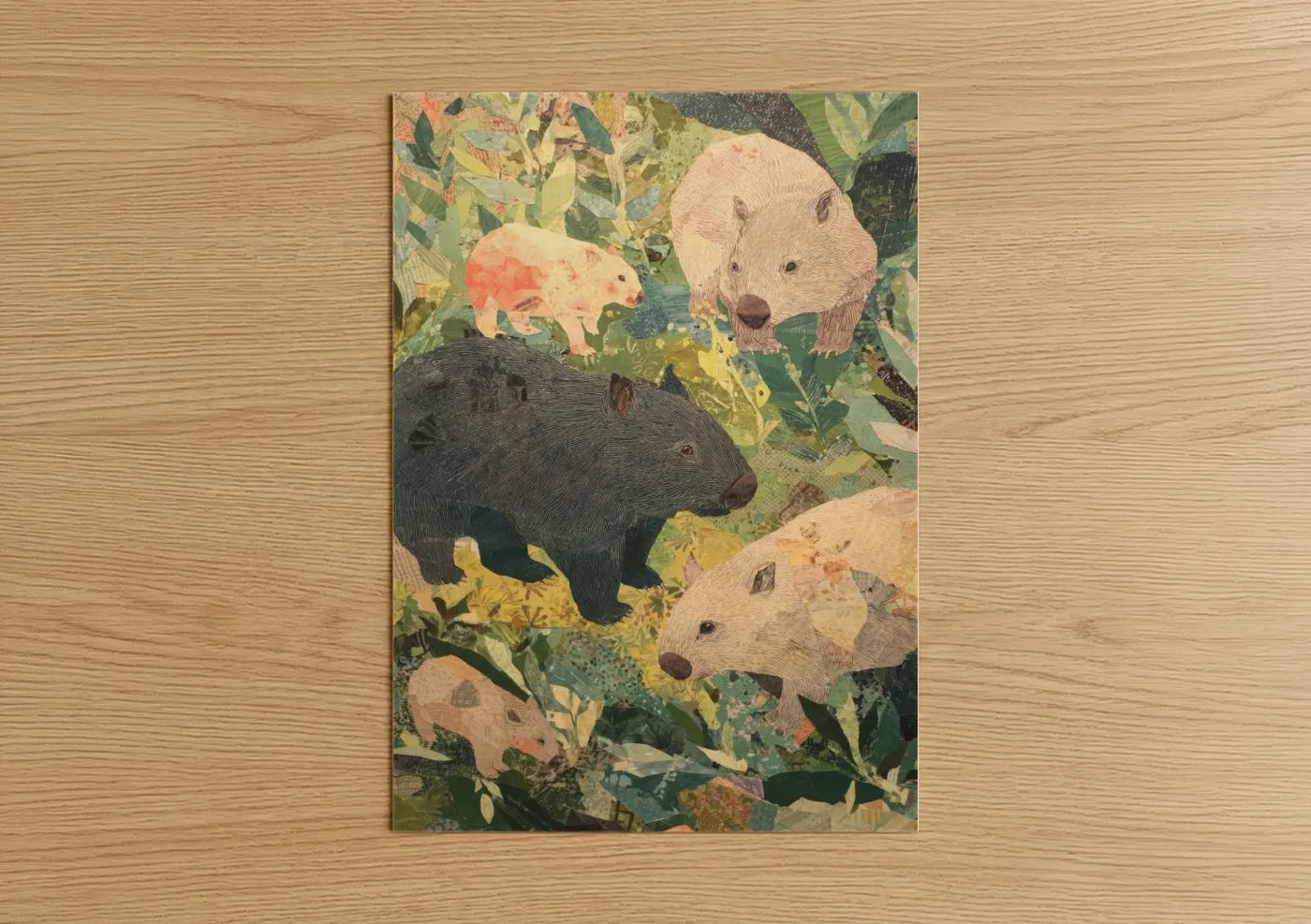 Wombat Family Forest Illustration Wall Art