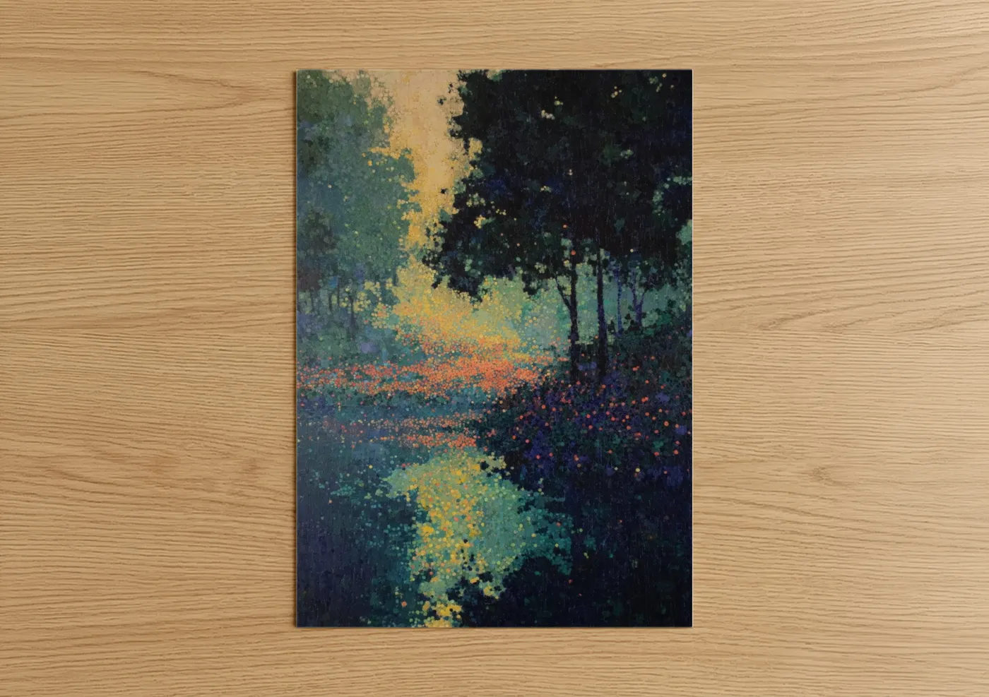 Glowing Fireflies Twilight Forest Wall Art