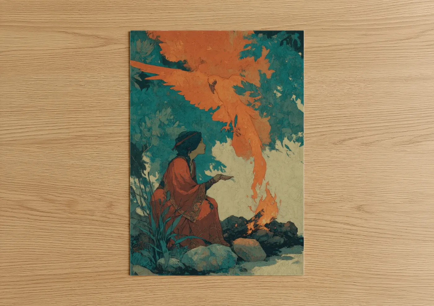 Crimson Elf Fantasy Illustration Wall Art
