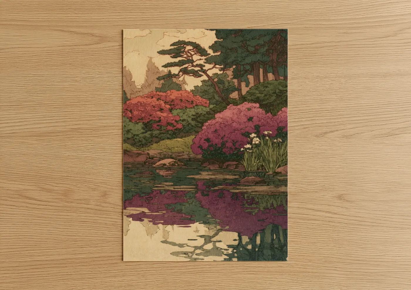 Pink Rhododendron Garden Landscape Wall Art