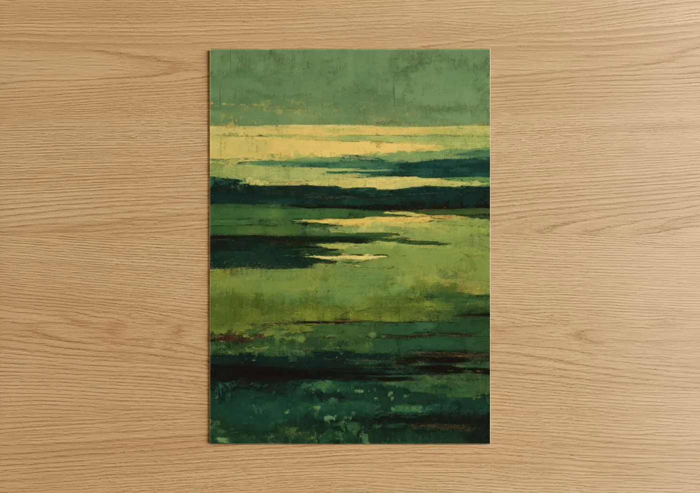 Abstract Green Field Landscape Painting Wall Art