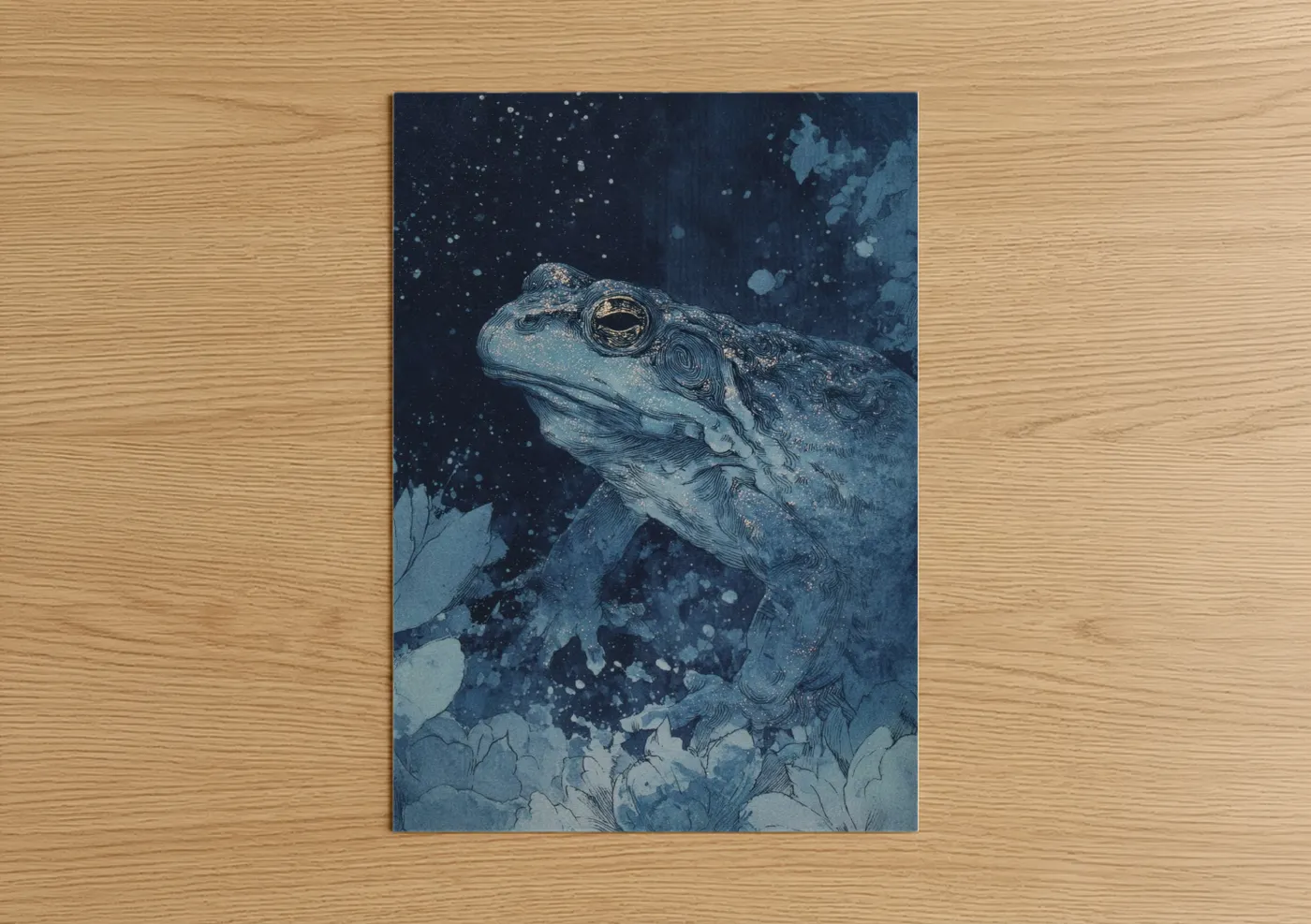 Blue Frog Watercolor Abstract Wall Art