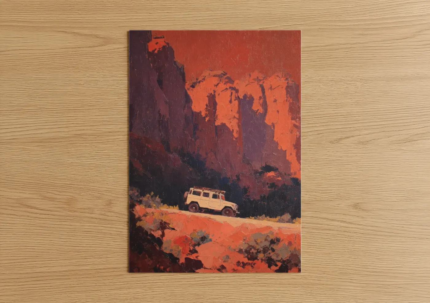 Desert Van Adventure Vintage Landscape Wall Art