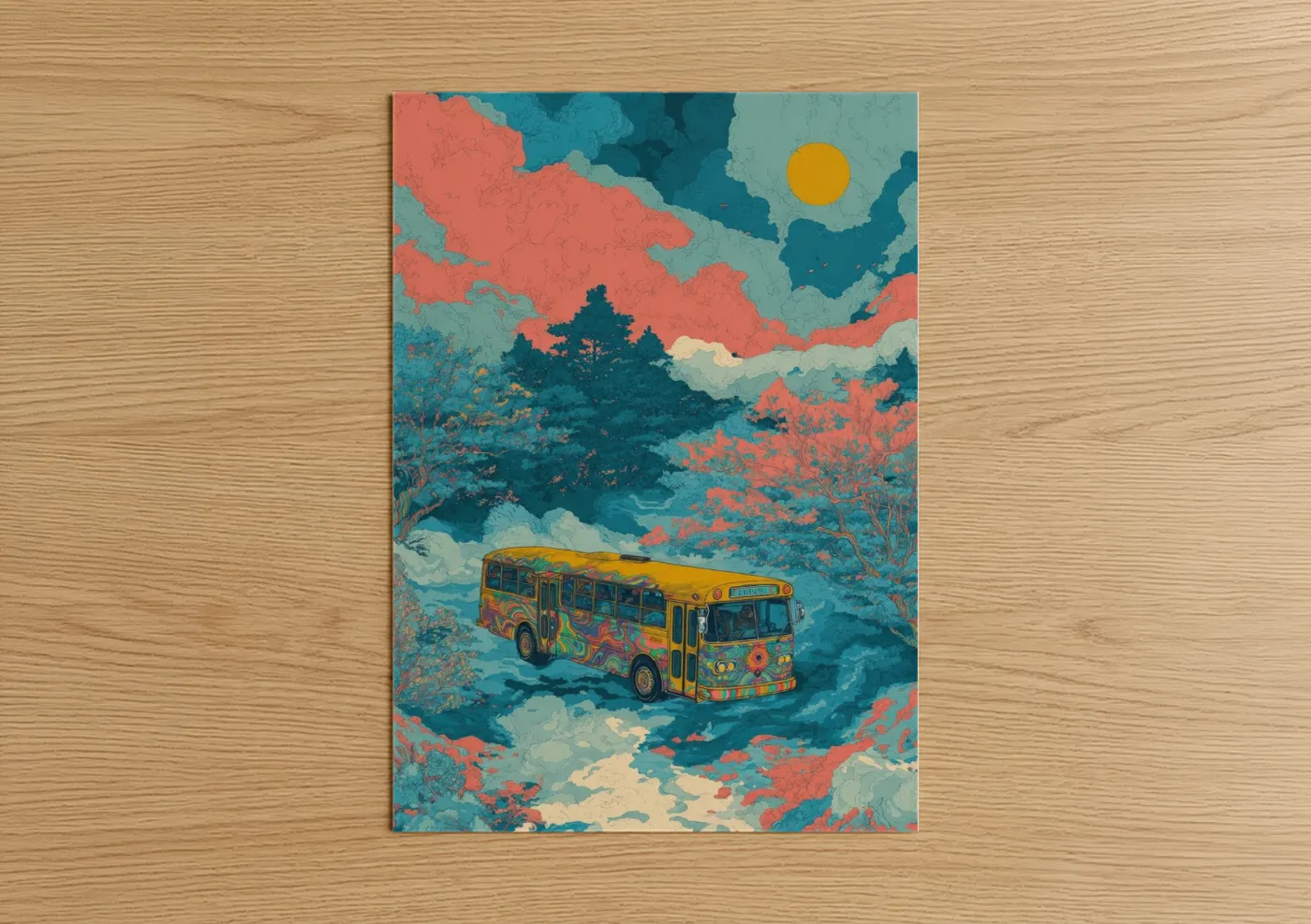 Psychedelic Bus Landscape Wall Art