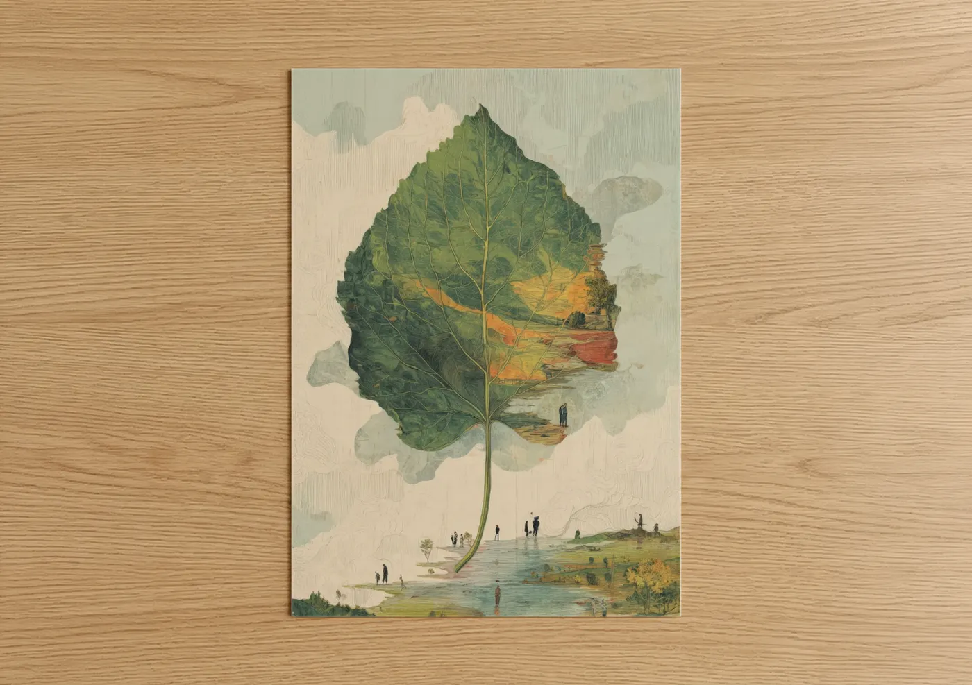 Linden Tree Landscape Double Exposure Wall Art