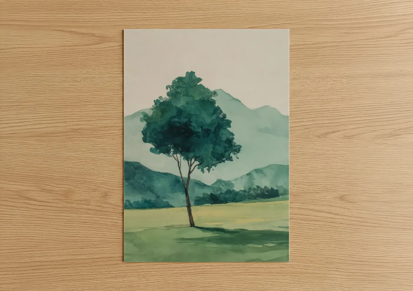Misty Valley Fruit Tree Watercolor Wall Art