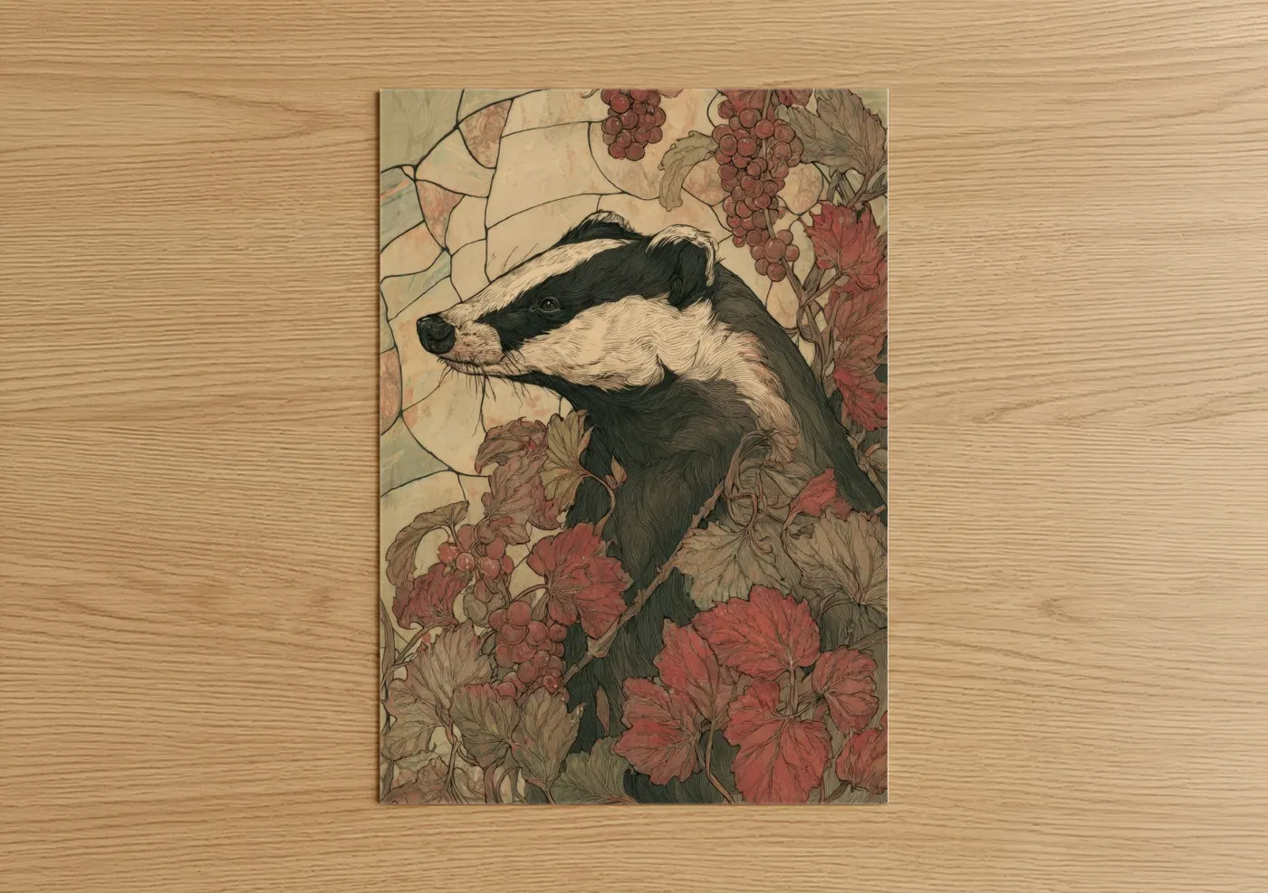 Autumn Badger Forest Wildlife Wall Art