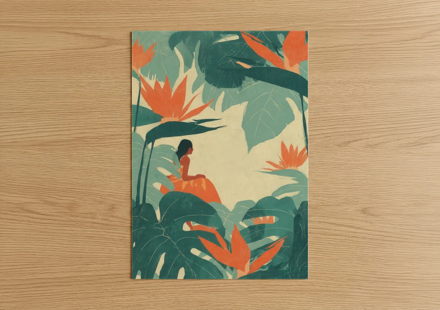 Island Dancer Hula Tropical Illustration Wall Art