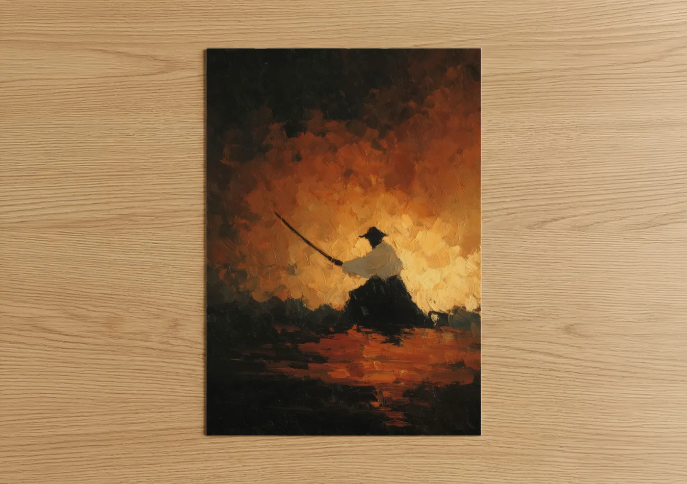 Kung Fu Warrior Fiery Silhouette Wall Art