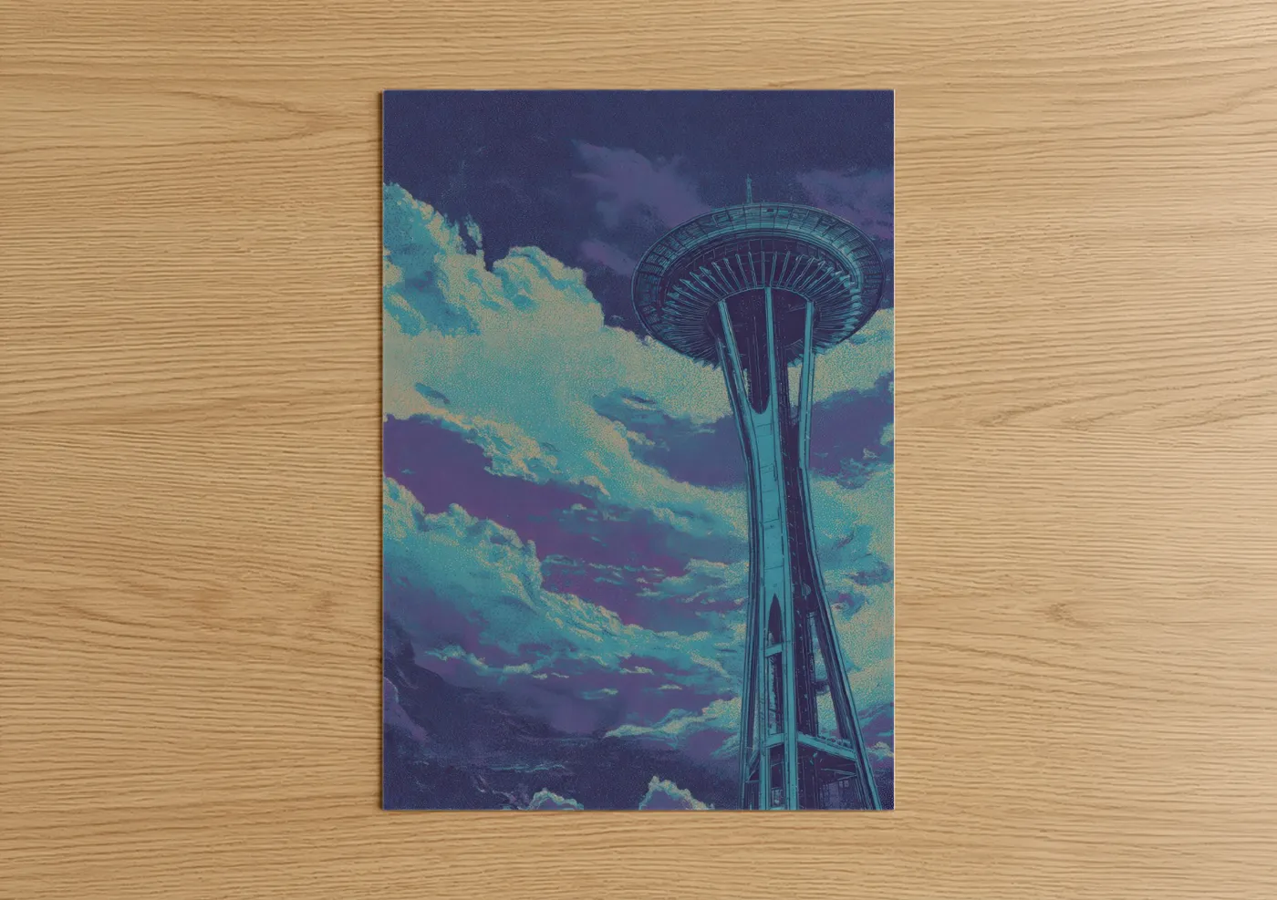 Space Needle Seattle Retro Neon Wall Art