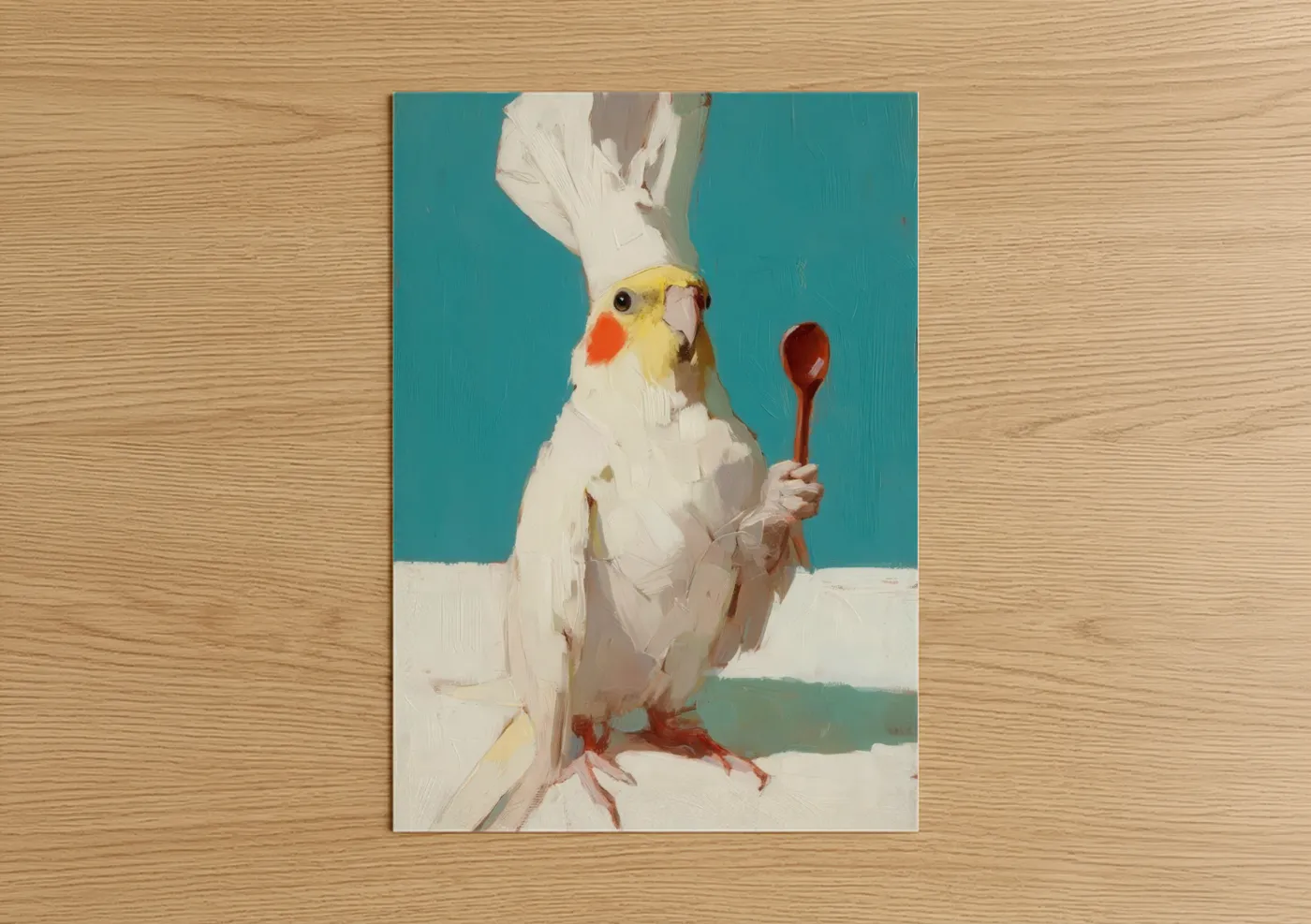 Whimsical Chef Cockatiel Modern Wall Art