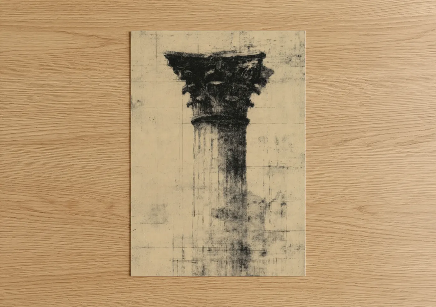 Classical Column Study Blueprint Wall Art