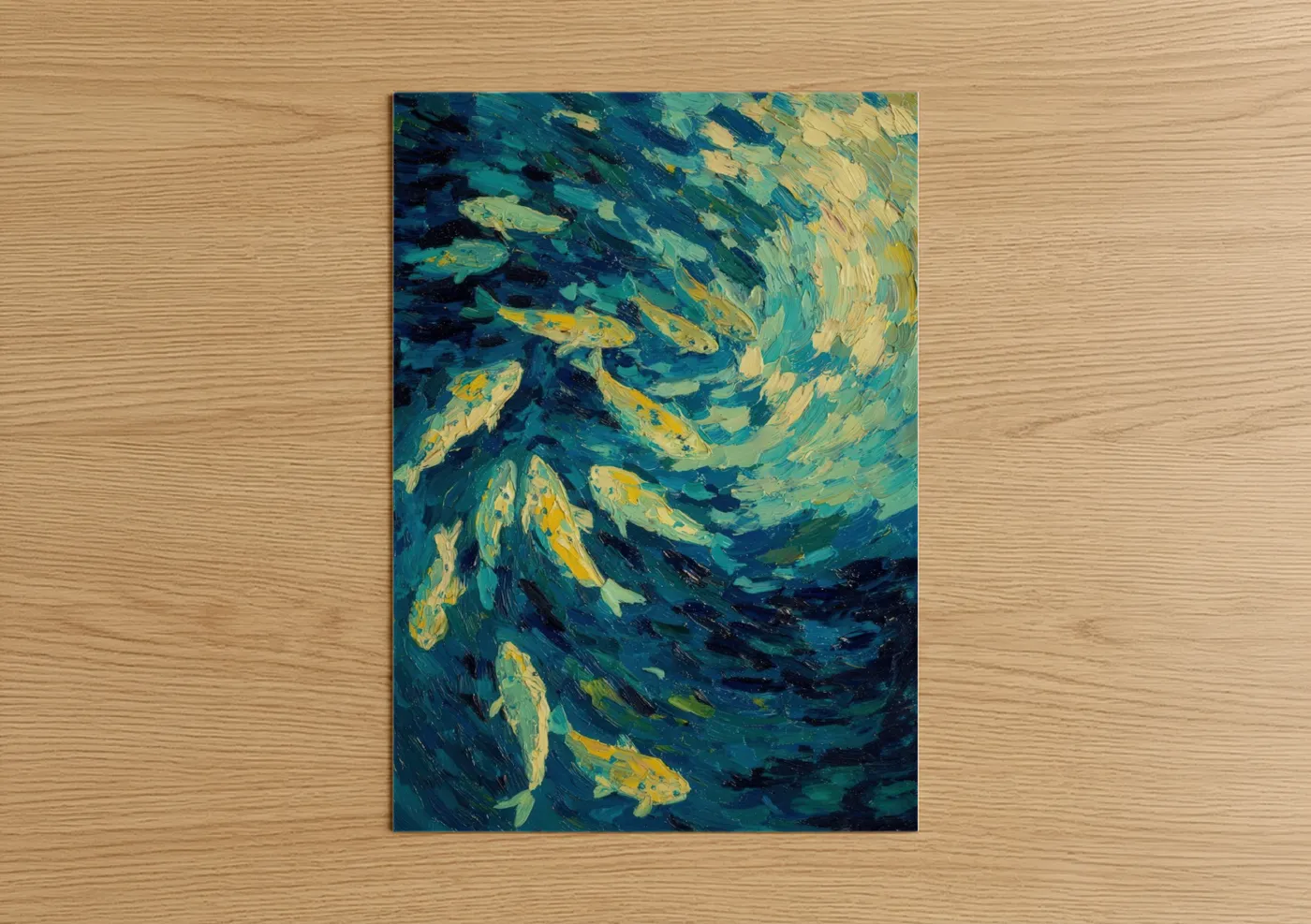 Golden Bass Swirl Impressionist Fish Wall Art