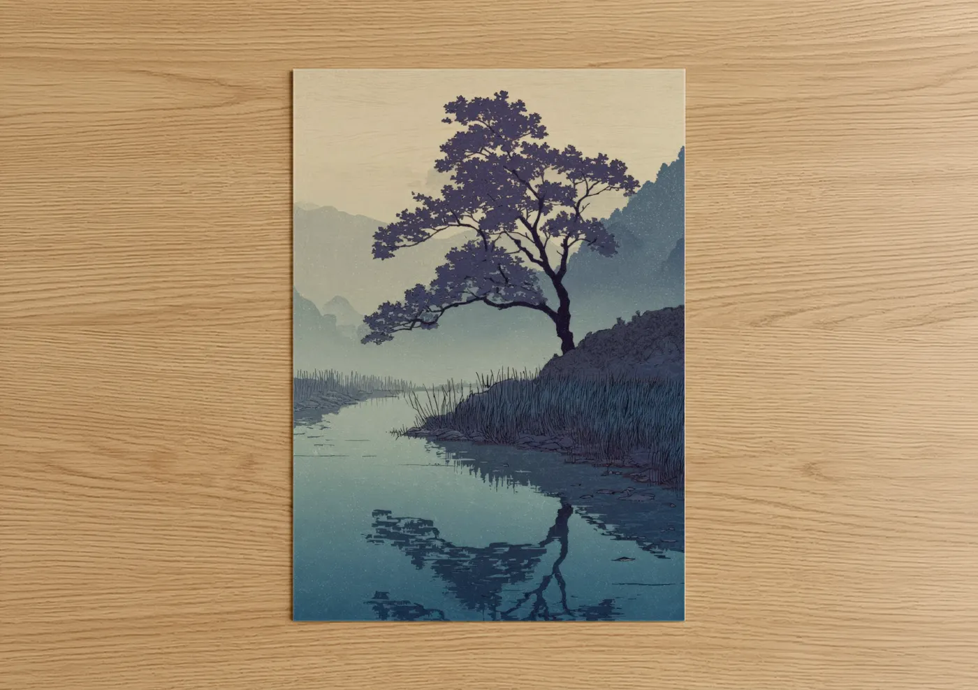 Wisteria Tree Riverside Landscape Wall Art