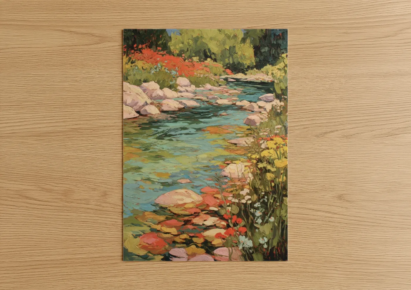 Vibrant River Garden Impressionist Painting Wall Art
