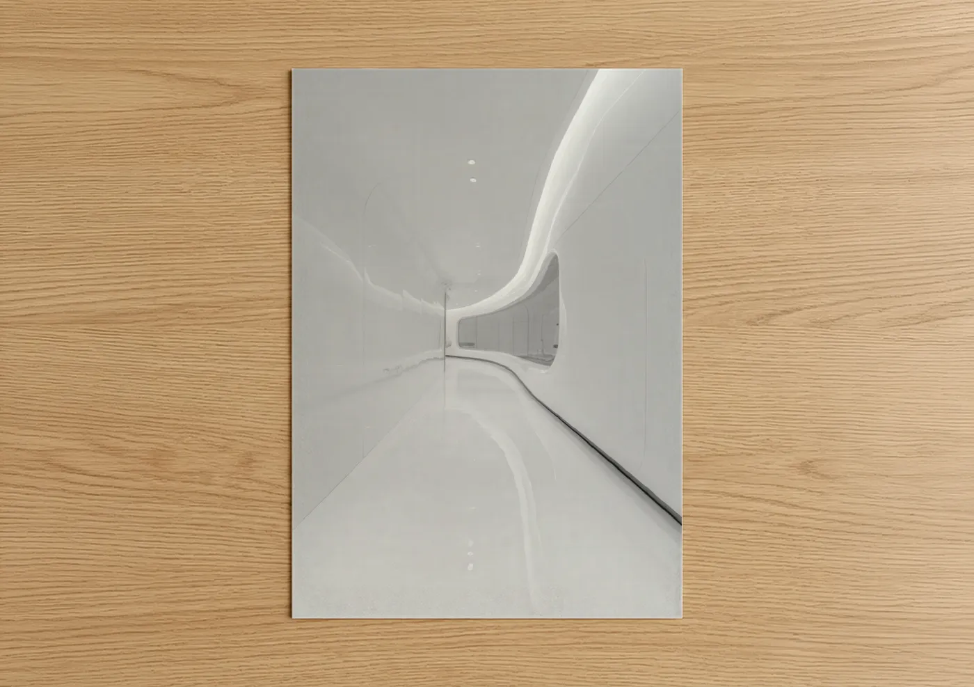 Futuristic White Corridor Sci-Fi Architecture Wall Art