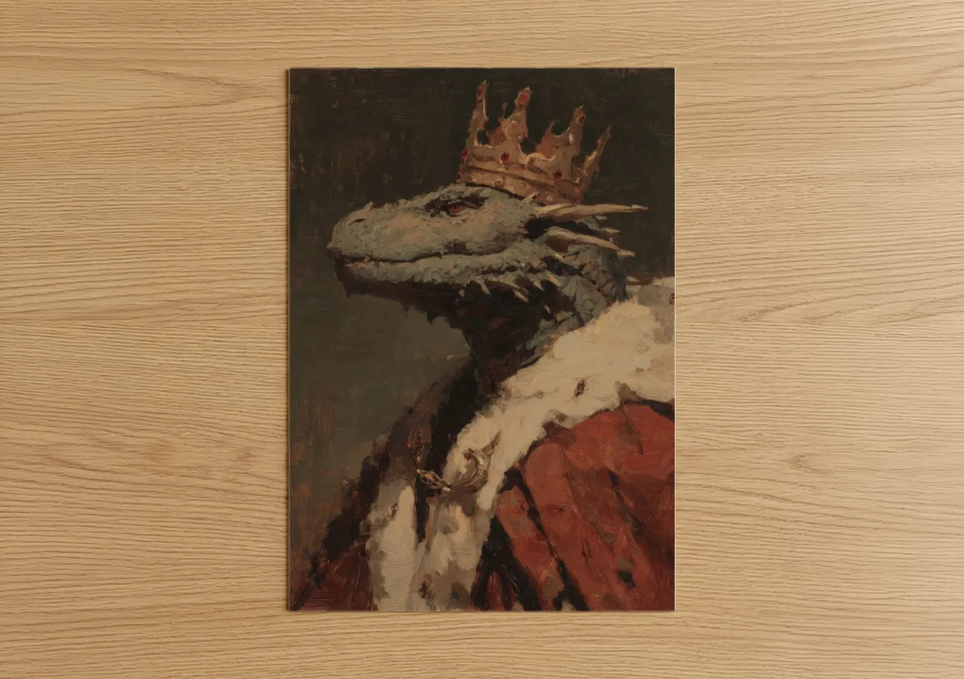 Crowned Dragon Regal Mythical Creature Wall Art