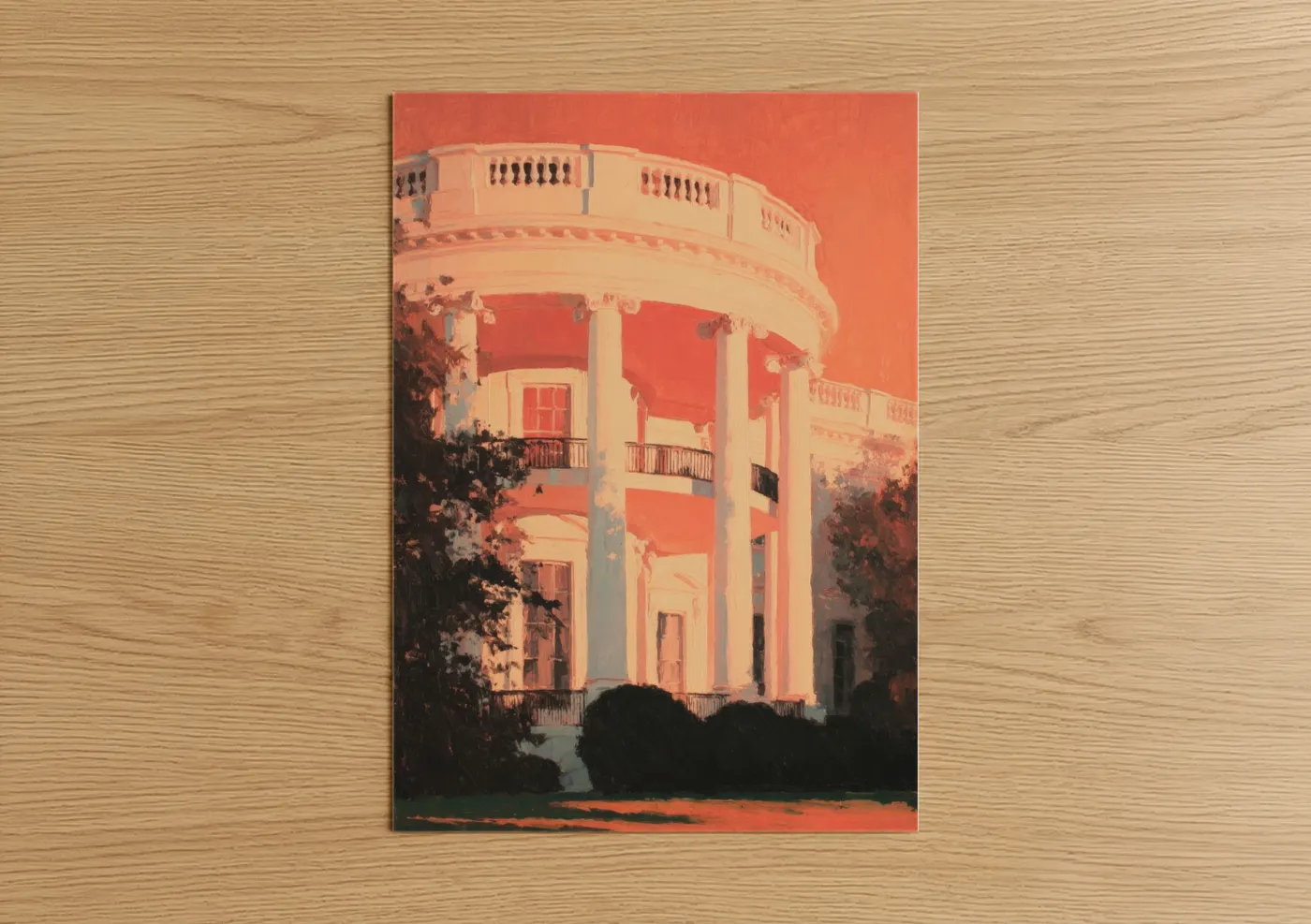 White House Golden Sunset Architecture Wall Art