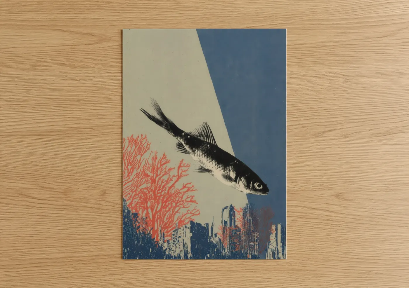 Urban Zebrafish Coral Cityscape Wall Art