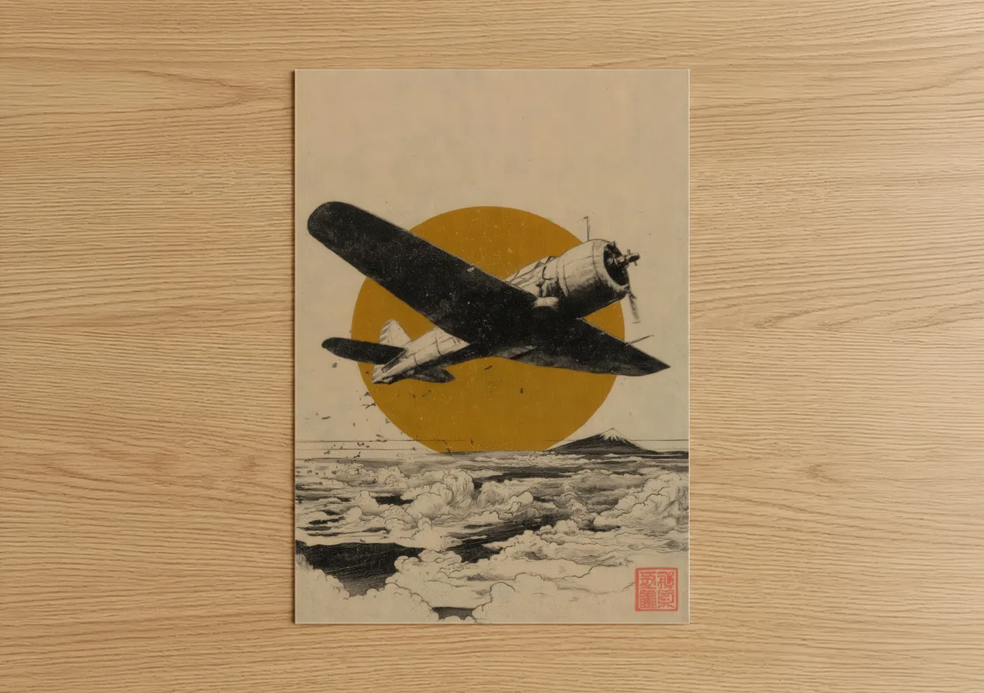 Vintage Biplane Golden Hour Aviation Wall Art