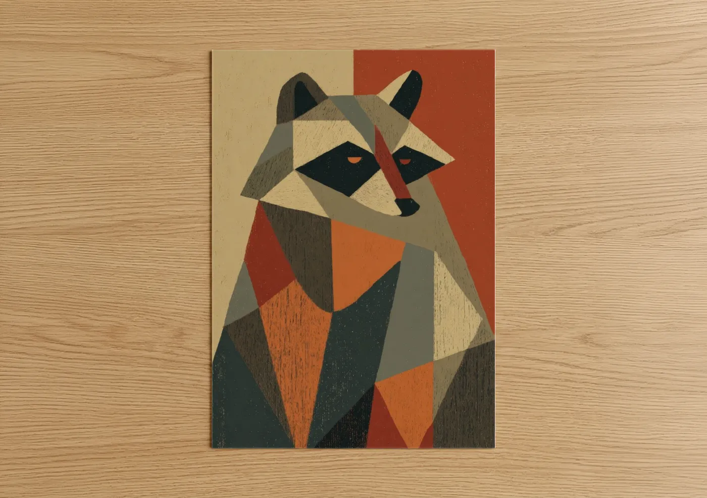 Geometric Raccoon Abstract Wall Art